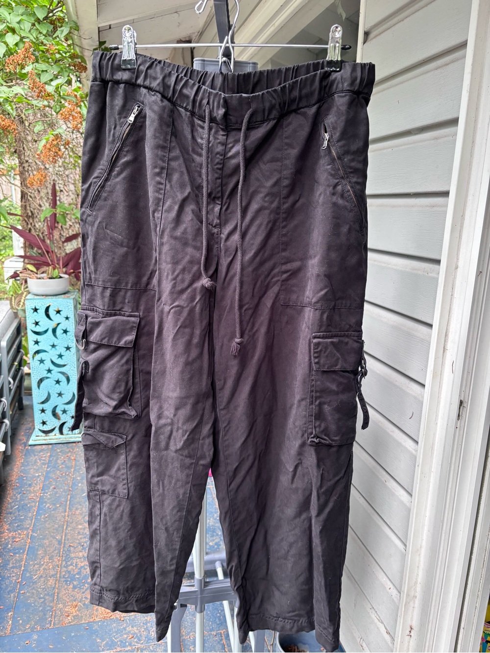 Little Moon by Aritzia Black Cargo Pants with Drawstring Waist